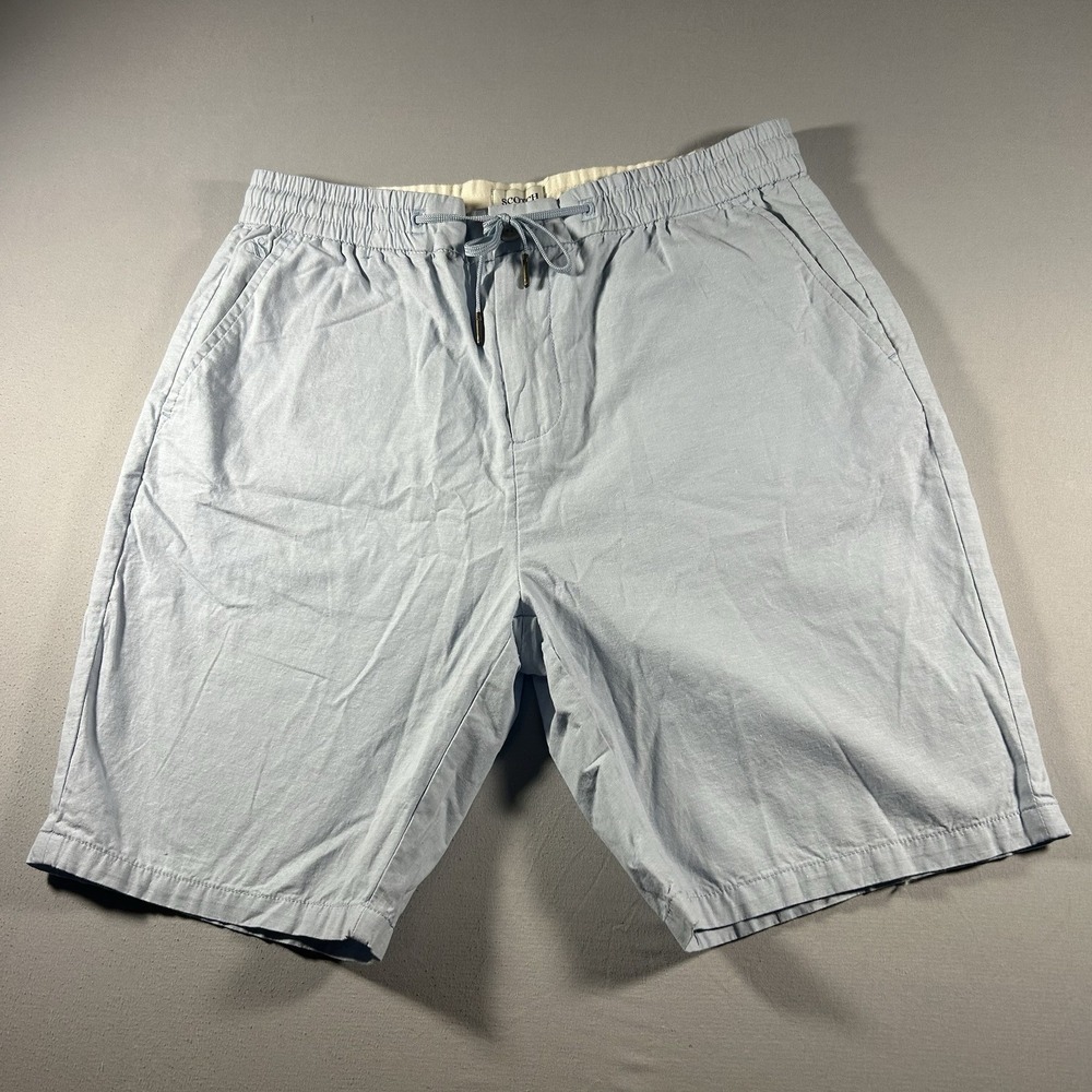 Scotch Soda Fave Mens Shorts 31 Blue Drawstring Cotton Linen Summer Beachwear